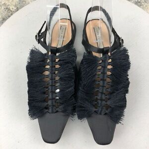 Stylish Black Fringe Women's Sandals Zara